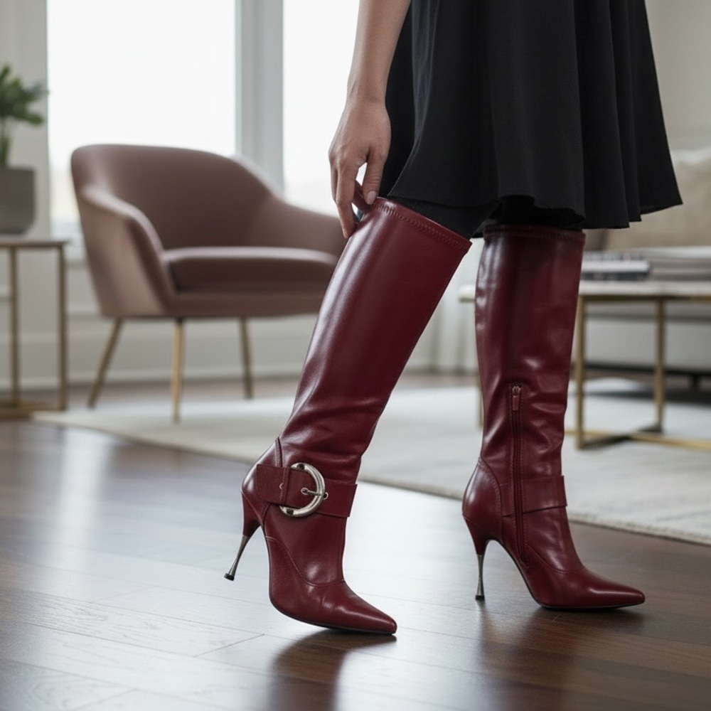 Icora Red Kalin Stiletto Heeled Boots Size 6.5M